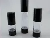 Flacon pompe airless noir de 30 ml, flacon airless en plastique de 30 ml, flacon airless pp rond de 1 oz