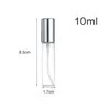 Mini Fine Mist Clear 5 ml / 10 ml 1 / 6OZ 1 / 3OZ Atomiseur Bouteille en verre Vaporisateur Parfum rechargeable Parfum Bouteille de parfum vide avec pulvérisateur en aluminium