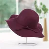 VINTAGE Womens Winter Cap Wide Brim Hat Imitation Wool Felt Bowler Fedora Hat Ladies Floppy Hats