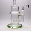 Glass Smoking Pipes Hookahs Green Ring 8.5Inches Glass Bong with 14mm Frosted bowl Global delivery