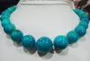 Jewelryr Jade Kolye büyük 10-20mm mavi ham turkuaz boncuk kolye Ücretsiz Kargo çarpıcı