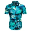 Мужские рубашки с длинным рукавом Высокое качество напечатанной гавайской пляжной одежды свободный с коротким рукавом повседневные цветочные рубашки мужской плюс размер 5.29