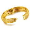 Dubai Bangle Casamento Nupcial Jóias Amarelo Ouro Cheio Mulheres Trendy Bangle Bracelete Presente Aberta