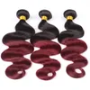 Capelli vergini indiani Two Tone 1B / 99J Body Wave 4 pezzi / lotto fasci con chiusura in pizzo 4X4 Medio tre parte libera