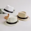 Visière d'été britannique parent-enfant jazz pour hommes, chapeau de paille de protection solaire, modèles de plage pour adultes, chapeau de paille WCW368