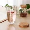 creative double layer wall cle coffee cup personalized mug bamboo cover heatresistant transparent cup drinkware