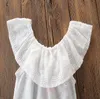 Bebek Kız Giysileri Kız Elbise Beyaz Tops T Shirt + Denim Parantez Etek Çocuk Setleri Toddler Çocuk Giyim Bebek Kıyafetleri Bebek Giymek BY0977