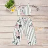 Baby Girls Flower Print Striped Clothing Sets Summer Sleeveless Vest Sling T-shirt + Floral Pants 2 pcs/set Fashion Children Outfits M1501