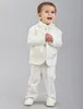 아이보리 어린 소년 형식적인 착용 재킷 바지 결혼식 저녁 식사 아이들 아이 Tuxedos 를 위한 3 개 조각 고정되는 한 벌