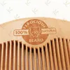 MOQ 50 PCS Laser Sculpté LOGO Peigne En Bois pour Cheveux Barbe Moustaches Pattes Moustache Anti Statique Peignes Hommes Femmes Amazon Premium Seller