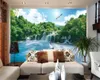 カスタム任意のサイズ3D壁紙森林滝3D三次元壁画風景背景壁HD壁紙