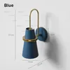 Macaron Color Iron Shade Wall Lamp Horn Shape Trumpt Sconce Nordic Style Bedside Aisle Hotel Restaurant Light Black Blue White Three Colors