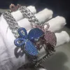 Mens Jewelry Luxury Designer Butterfly Necklace State Diamond Cuban Link Chain 12mm 아이스 아웃 힙합 블링 체인 Jewelry Rapp9249587