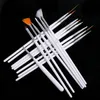 15 pcs Nail Art Brushes Decoration Brush Set Tools White Handle Painting Pen for False Nail Tips UV Nail Gel Polish Brushes