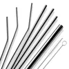 Pliez la paille droite en acier inoxydable 6mm 8mm 12mm pailles à boire 7 "8.5" 9.5 "10.5" barre de fête en métal réutilisable boissons QW7544