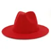 Enkelhet män kvinnor trend bred grim varm ull filt jazz fedora hattar retro stil fast färg panama hatt trilby party formell hatt t24704738