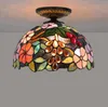 12 inch 30 cm kleurrijke bloemen tiffany verlichting gebrandschilderd glas gang balkon eetkamer kleine plafondlamp baroklamp