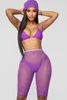 2019 New Sheer Mesh 3pcs Set Sexy Bandage Cropped Camis et Cover Up Voir à travers un pantalon Costume Transparent Beach Holiday Women Wear