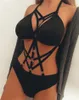 Fashion sexy elastic band jumpsuit female Goth Lingerie Elastic Harness cage bra cupless lingerie Bondage Body elastic harness belt