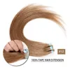 Tape in Human Hair Extensions 40 stuks 100G Braziliaanse rechte maagdelijke menselijke haarhuid inslag roze blauw blond