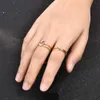 Bagues de cluster 4 pcs / Set Crystal Zircon Or Bague Ensemble Vintage Bohemian Femmes Femmes Engagement Bijoux En gros