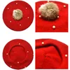 Children Pompoms Beret Hat Solid Color Pearl Cap Girls Winter Wool Painter Hats For 3-6 Years Kids Beanie Accessories