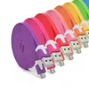 1M 2M 3M Colorful Noodle Micro usb cables Flat Cable Charger Cord for smartphone htc LG