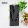 300pcs 7*10cm black flat aluminum foil open top packaging bag plastic mylar power package heat seal storage bags packing pouch