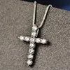 Lucky Female Cross Crystal Pendants Silver Color Chain Necklaces Shiny Zirconia Choker Necklaces Fashion Jewelry Gifts For Women