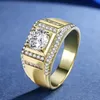 Originele echte hoge kwaliteit 925 zilver / geel goud vullen bruiloft engagement sieraden man ring groothandel gratis verzending MJ015