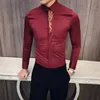 Bahar İşlemeli Slim Fit Uzun Kollu Gömlek Erkekler Sosyal Kulübü Balo Gömlek Camisa Masculina Lüks Koreli Erkekler Kemeja Pria