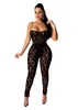 Estate Donna Set Tute Prospettiva Mesh Tute senza spalline + Pantaloni Sexy Night Club Party Street Abito a due pezzi Abiti GL079