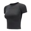 Nahtlose Yoga-Shirts, kurzärmeliges Crop-Top für Damen, Energy Basic-Shirts mit U-Ausschnitt für Frauen, Yoga, Sport, Fitness, Fitnessstudio, Workout-Top