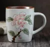 Vintage Coffee Mug Jingdezhen handmålad Peony Ceramic Cup Creative Personality Retro Mug269U