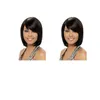 Kadınlar için sıcak Malezya Saç kısa bob ipeksi düz siyah peruk Simülasyon İnsan Saç kestirme bob peruk yan kısmı