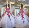 2020 Lace Up Luxo Bling Quinceanera Vestidos Appliqued Sequins Querida Tulle Andar de comprimento doce 16 Vestidos De vestido de baile vestido de baile