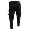 Mens Workwear Skinny Jeans For Men Slim Fit Zipper Cargo Denim Pants Ripped Trousers Fashion2912