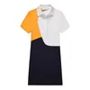 Fashion Brand Crocodile Women Polo Dress Casual Patchwork Short Sleeve Female Dress Summer Elegant Dresses For Women 3 Colors