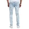 Fashion-Hiphop Mens Designer Washed Blue Jeans draped Distressed Long 19FW Street Jean Byxor