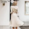 Hot Vintage pleated belt plaid dress women Elegant office ladies blazer dresses Long sleeve female autumn midi party dress