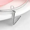 Cadeau de Noël Authentique S925 Sterling Silver Letter A -Z Initial Dangle Charm Pendant Fit For European Pandora Bracelet DIY Bead Charms