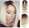 Złote Peruki Ombre Krótki Bob Syntetyczny Peruka Pełna Glueless Natural Black / Fioletowy Rostowanie ciepła Kobiety Bobo Hair FZP165