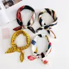 2021 Small Square Scarf Women Neck Hair Tie Band Business Party Elegant Vintage Skinny Retro Head Silk Satin