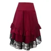 Kenancy audrey hepburn kvinnor spets kjolar vin röd färg elegant stil franska feminino kjolar knapp oregelbunden fest prom kjolar y1904002