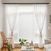 Cortinas transparentes verano fresco rural bordado sombreado ventana cortina de gasa producto terminado personalización Pantalla de hoja bordada