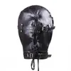 Bondage Black Quality Full Blindfold Mask Hood With Mouth Ball Gag Restraint gimp #R52