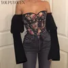 Sexy Corset shirt Top Curto Moda Blusas Ladies Long Sleeve tubo Tops florais Alças Blusa 2020 Verão New Womens Shirts