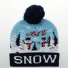 Christmas Fashion LED Knitted Hat Fashion Xmas caps Light-up Beanies Hats Outdoor Light Pompon Ball Ski Cap Party Hats DC806