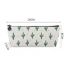 Cactus Pencil Case Bag Purse Canvas Portable Pen Money Wallet Stripe Zipper Pouch Pocket Keyring Gift