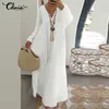 UK Women Lace V Neck Long Sleeve Ladies Holiday Maxi Kaftan Dress Plus Size S-5XL